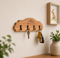 Oak key holder laser engraved wall mounted