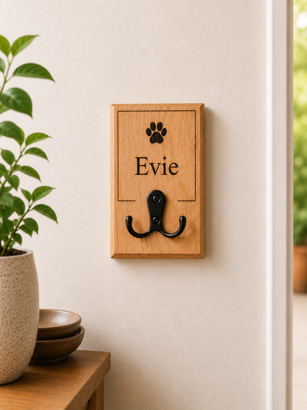 Personalised Dog leash holder wall mounted