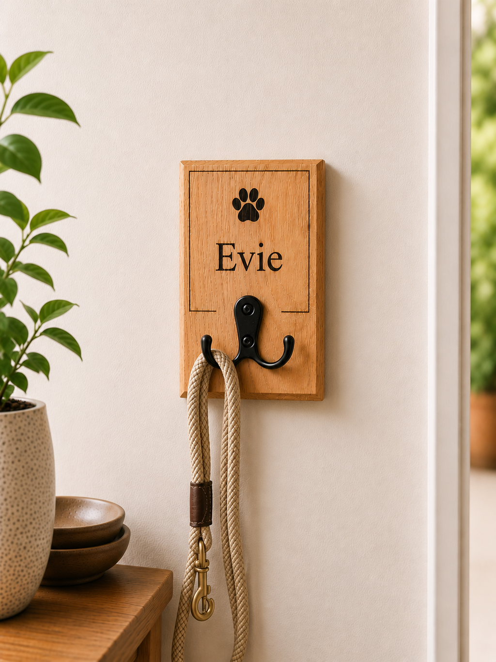 Personalised Dog leash holder wall mounted