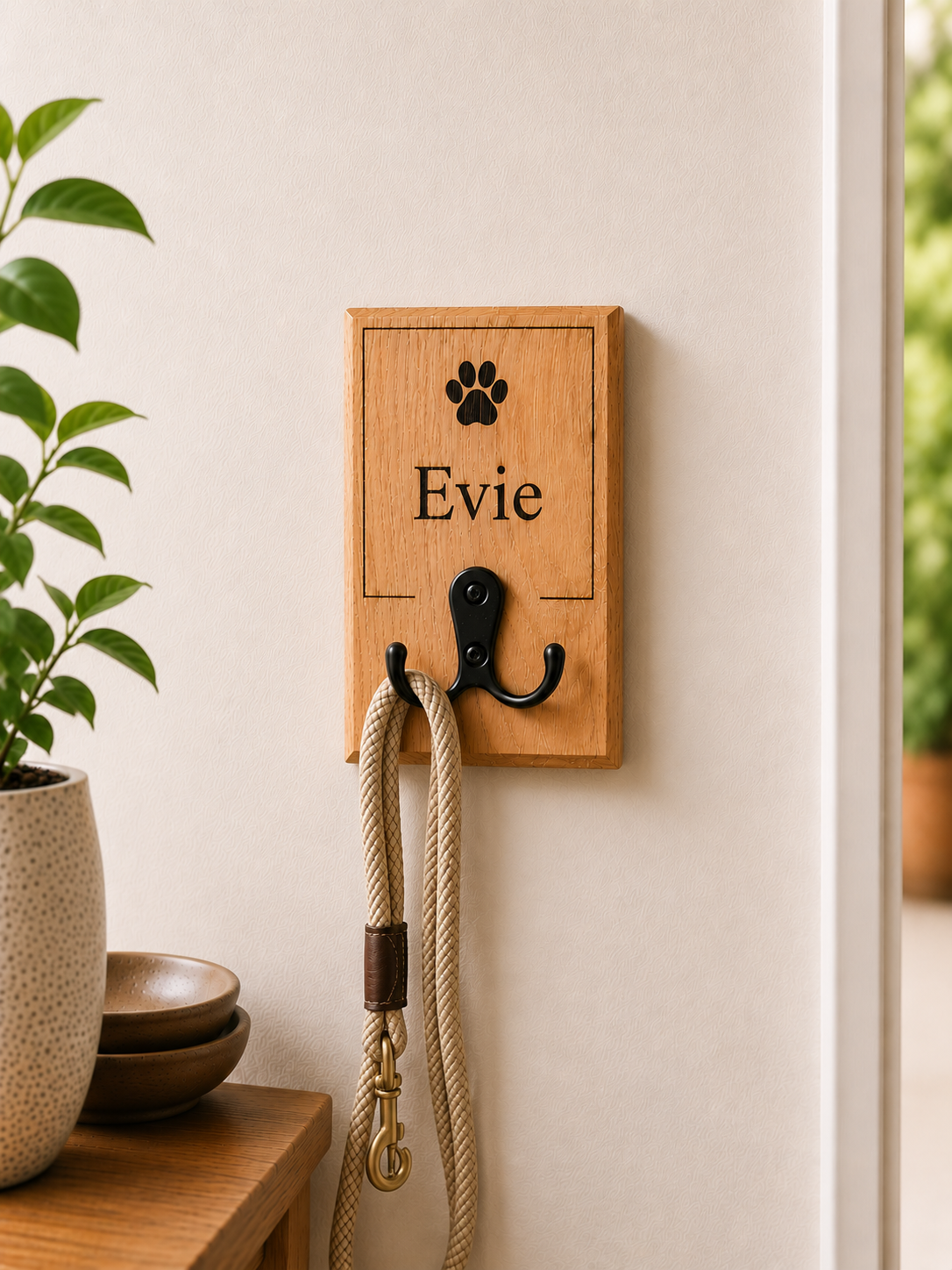 Personalised Dog leash holder wall mounted