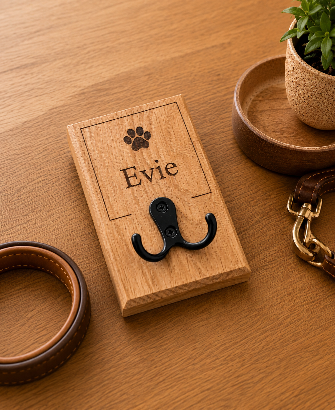 Personalised Dog leash holder wall mounted