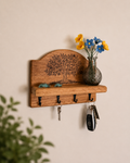 Oak Key holder laser engraved oak tree with shelf