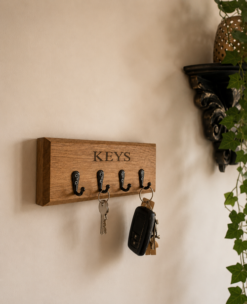 Oak Key holder Laser engraved