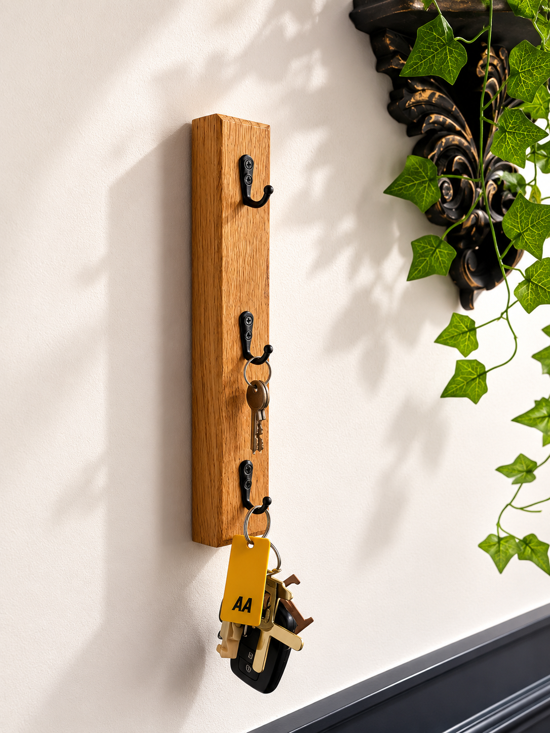 Slimline key holder solid oak