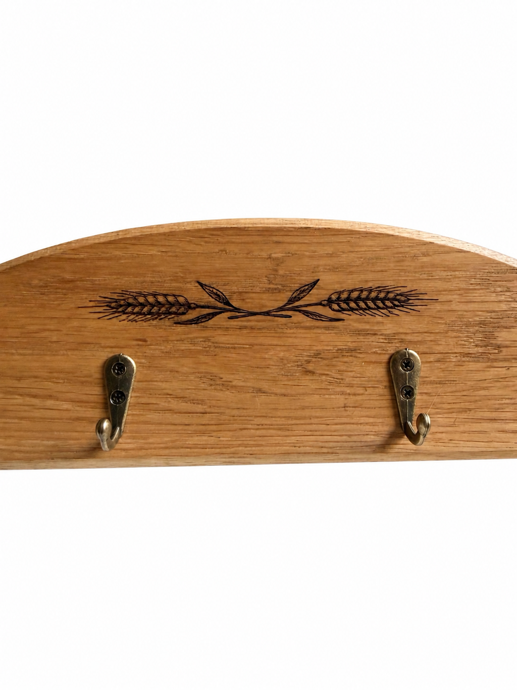 Key holder 'Wheat image' laser engraved made from Solid Oak