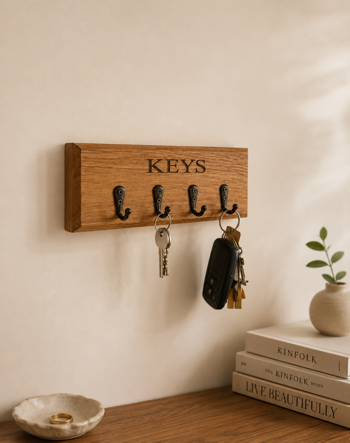 Oak Key holder Laser engraved