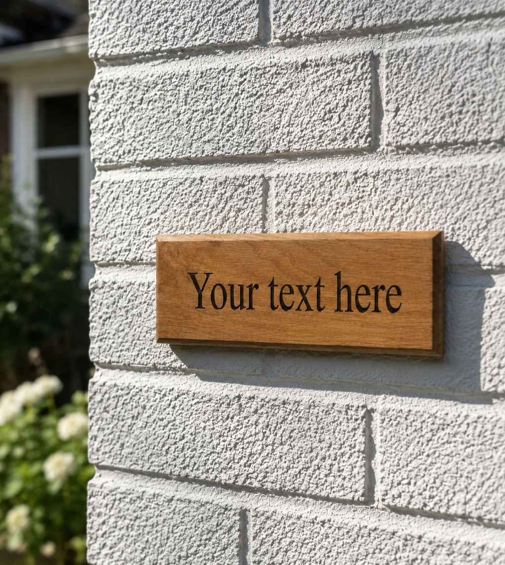 Personalised solid oak sign