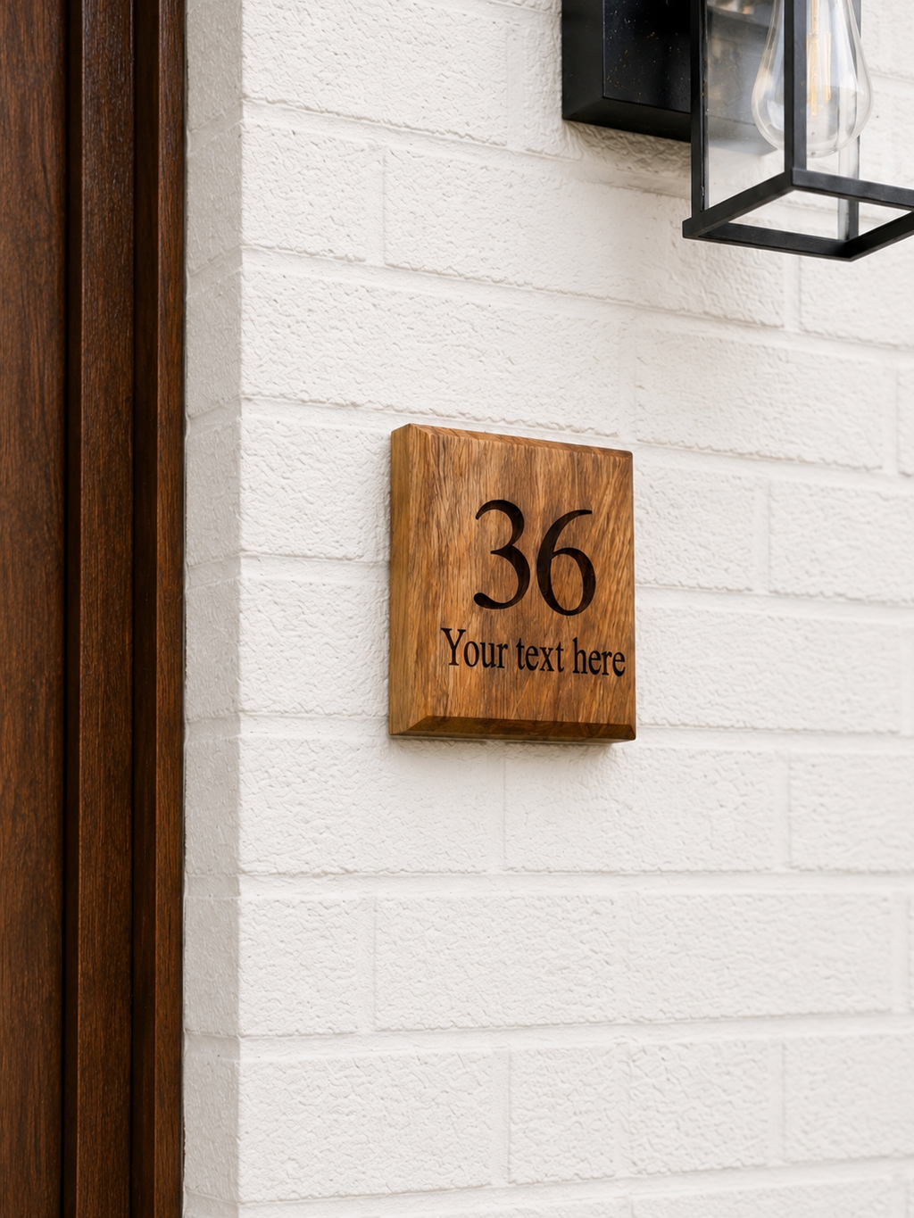 Solid oak number house sign plaque