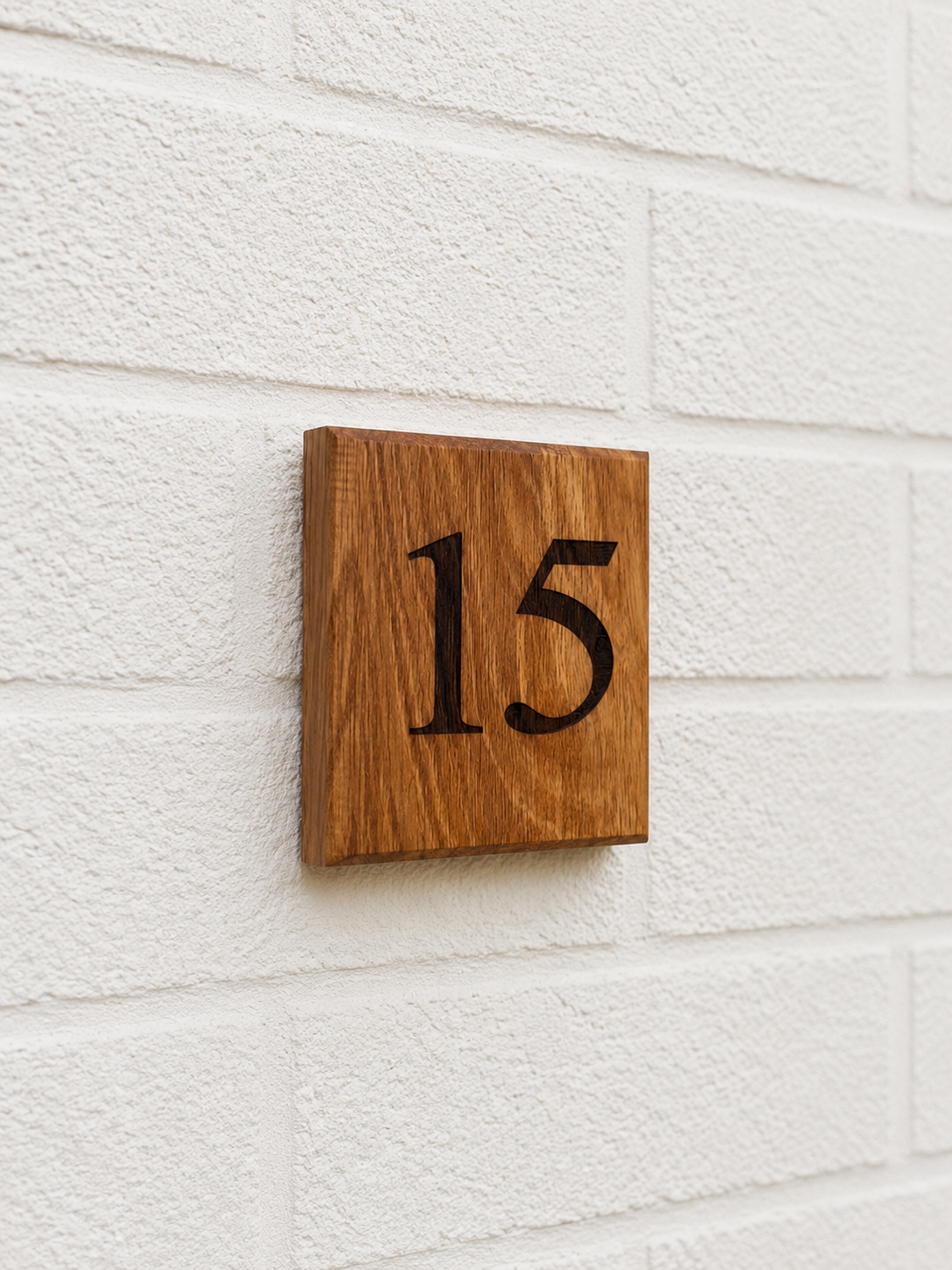 Solid oak number house sign plaque