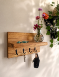 Key holder with shelf solid oak