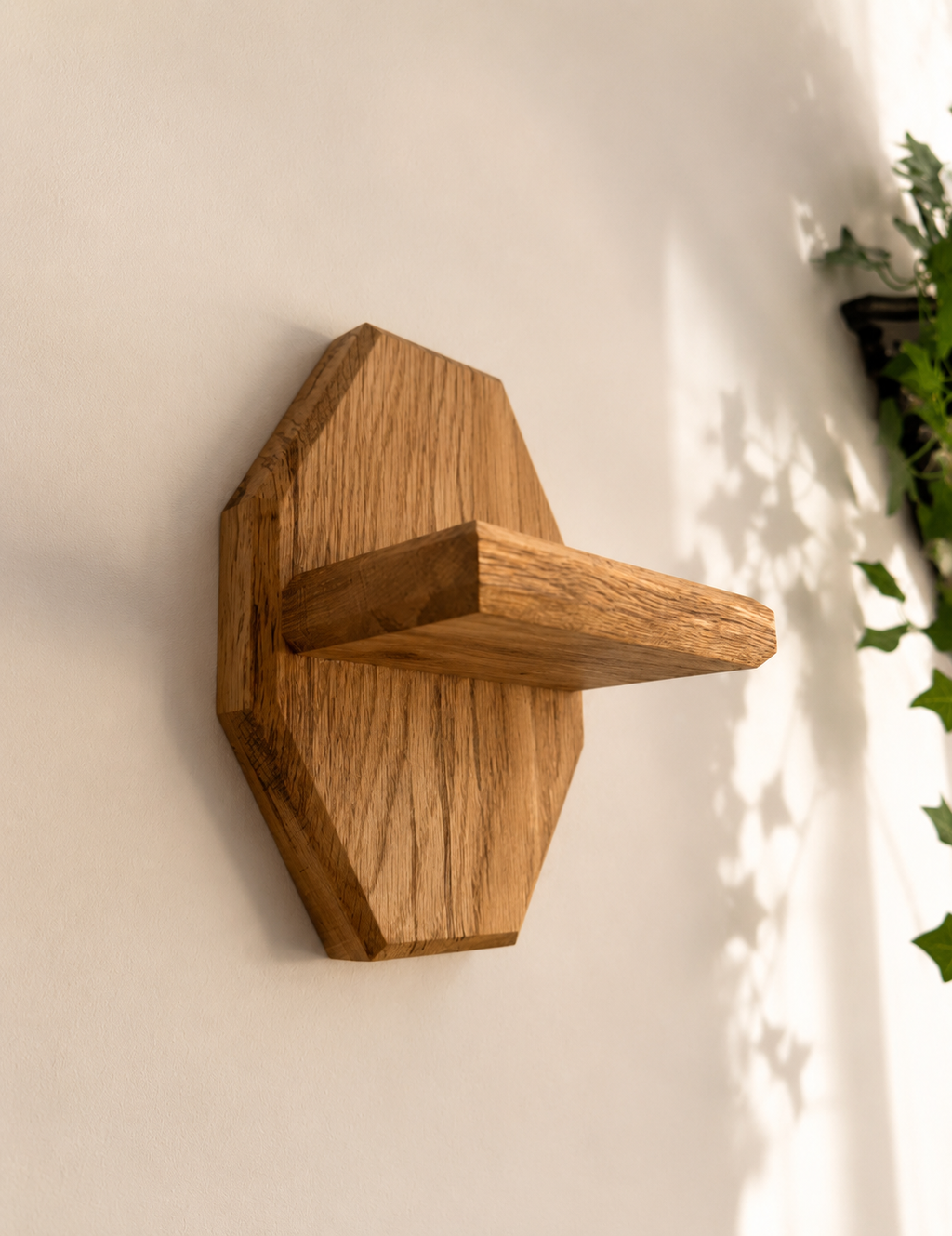 Plant shelf wall mounted solid oak