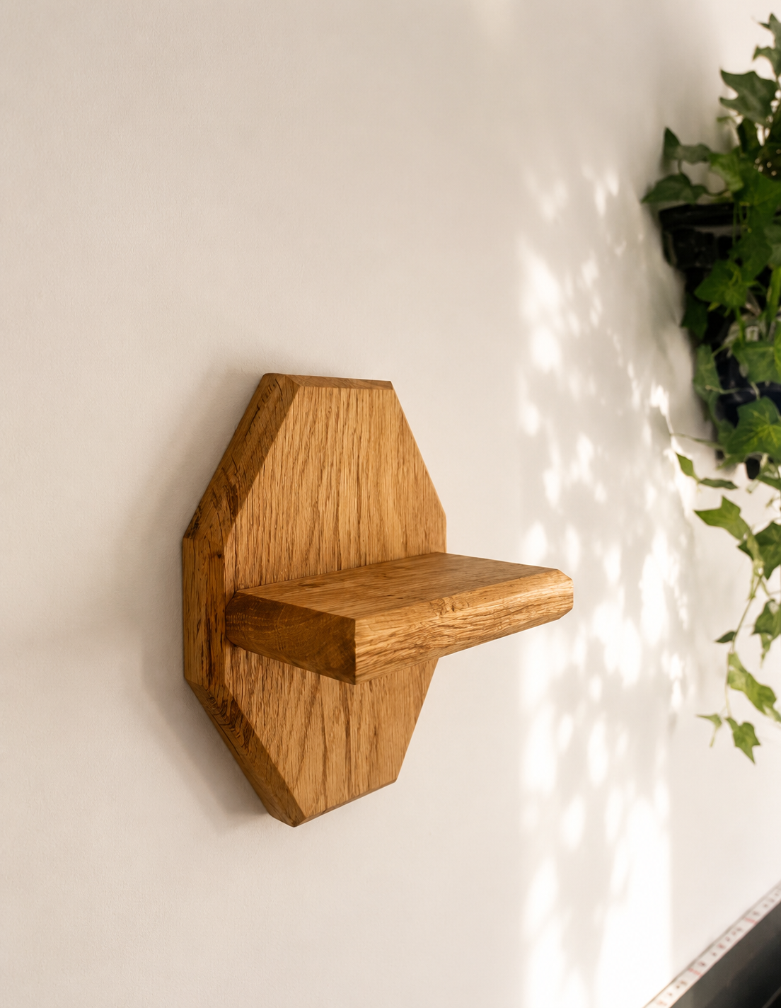 Plant shelf wall mounted solid oak